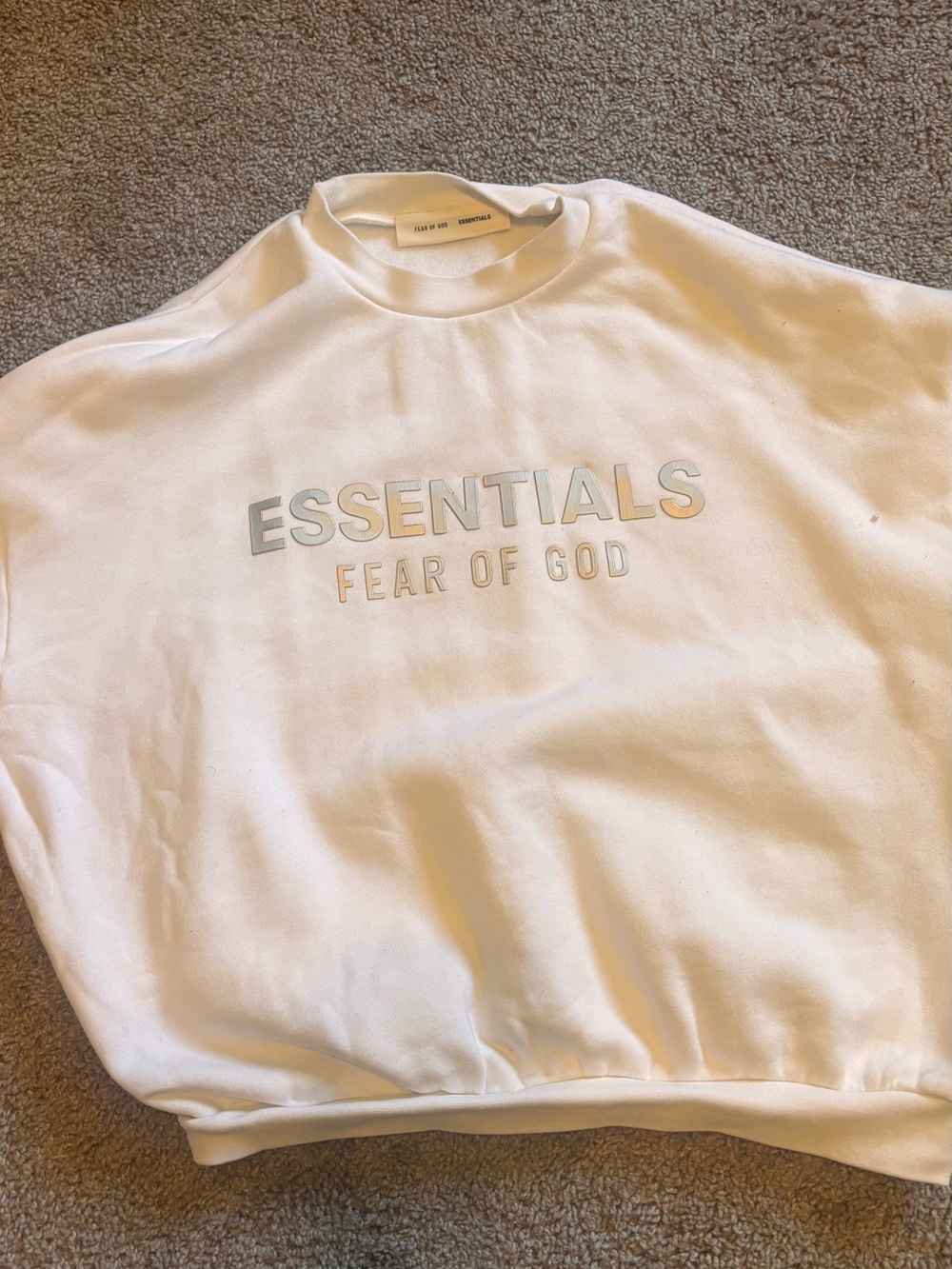 Fear of God ESSENTIALS White Logo Crewneck Sweatshirt